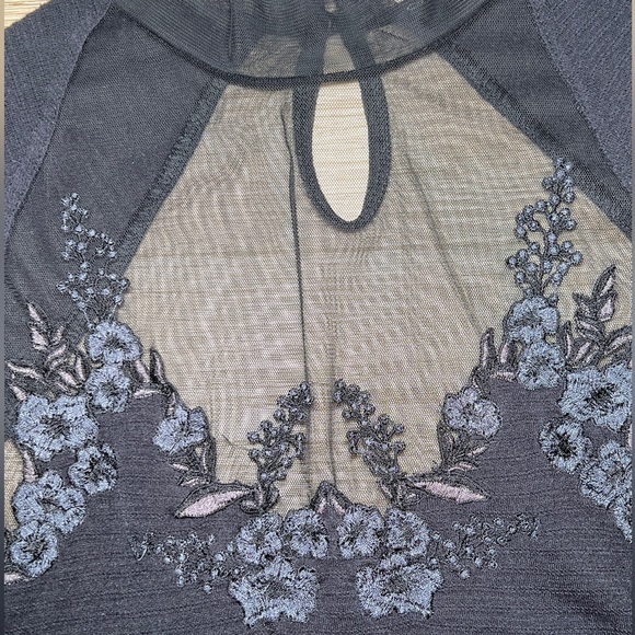 Free People Black Sheer Floral Blouse - Picture 5 of 6